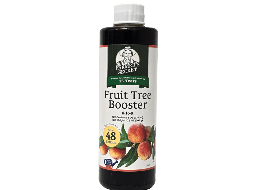 Farmer's Secret Fruit Tree Booster Fertilizer (8oz) - Super Concentrated and Phosphorus Rich - Formulated for All Fruit Trees Including Peach, Banana