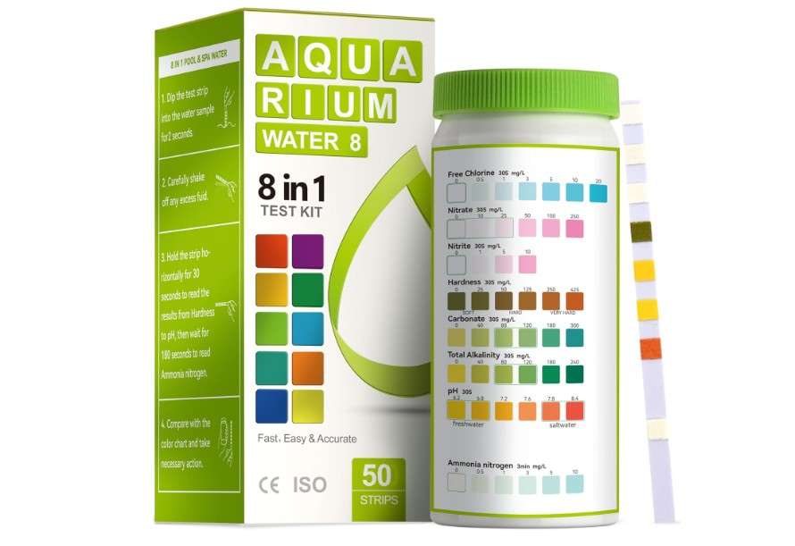AAwipes 8-in-1 Aquarium Test Kit for Fish Tanks - Quick & Accurate Water Testing Strips for Aquariums & Ponds. Tests pH, Ammonia, Alkalinity,...