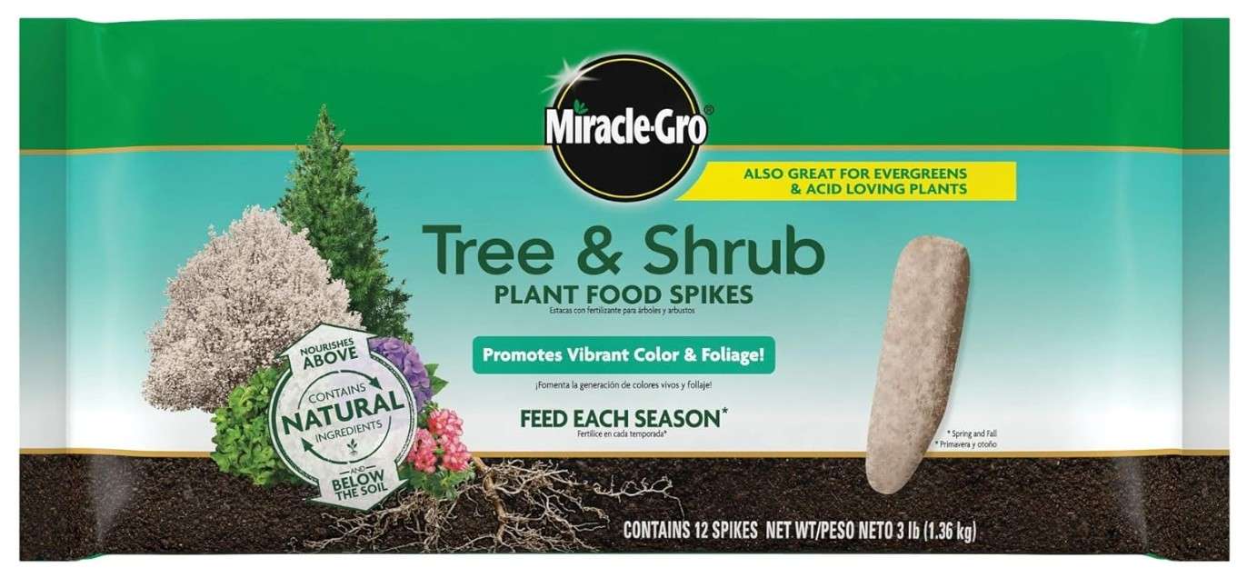 Miracle-Gro Tree and Shrub Plant Food Spikes, For Deciduous, Flowering and Evergreen Trees, 12 Spikes
