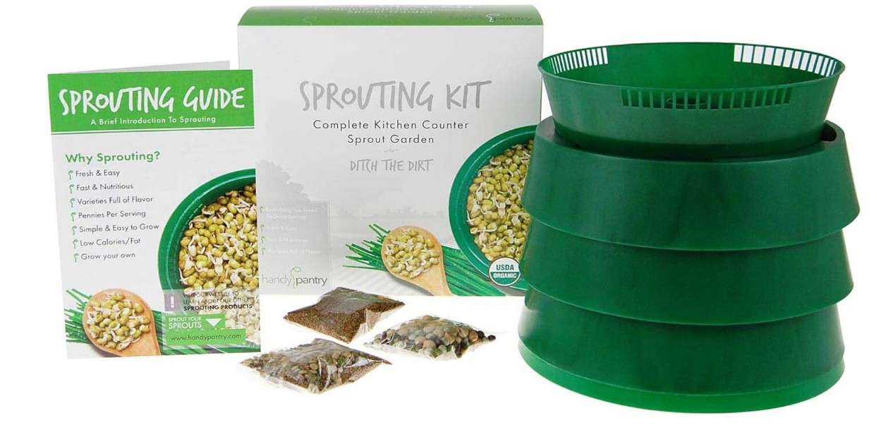 Handy Pantry Complete Sprouts Growing Kit | Sprouting Kit with 3 Stackable Sprouting Trays | Seed Sprouter, BPA-Free | Includes Organic Sprouting Seeds &...

