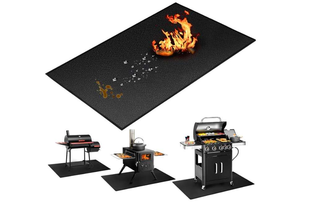 Eongreat 60x40 inch Large Under Grill Mats for Outdoor Grill, Double-Thickened Fireproof Patio Deck Protector Mat, Oil-Proof Waterproof BBQ Mat for Under...
