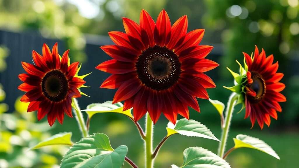 red sunflower plant care