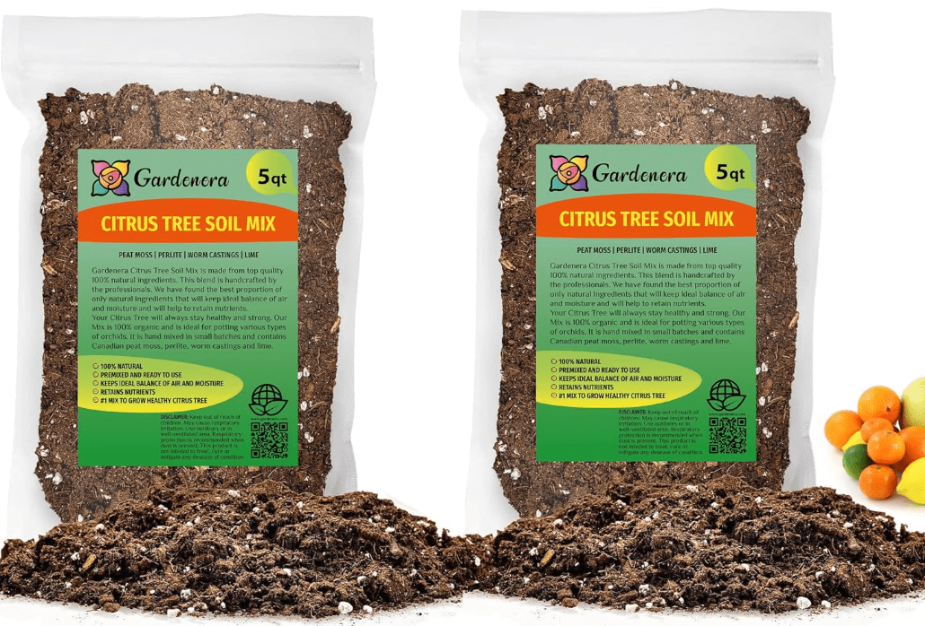 
GARDENERA Citrus Tree Potting Soil Mix - 10 Quart - Special Blend for Indoor Oranges, Lemons, Limes and More - (