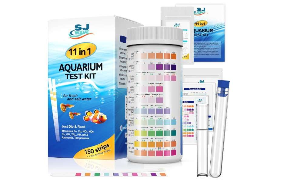 11 in 1 - Aquarium Test Strips | 950 Tests - 150 Strips | Fish Tank Aquariums Water Test Kit & ebook | Aquarium Thermometer | Fish Tank Water Testing...