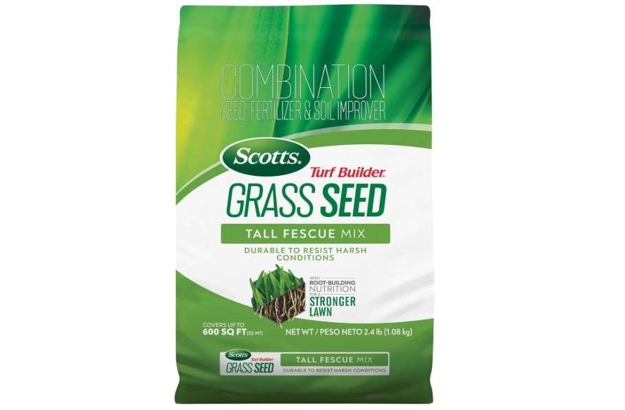 Scotts Turf Builder Grass Seed Tall Fescue Mix Durable to Resist Harsh Conditions with Root-Building Nutrition, 2.4 lb.
