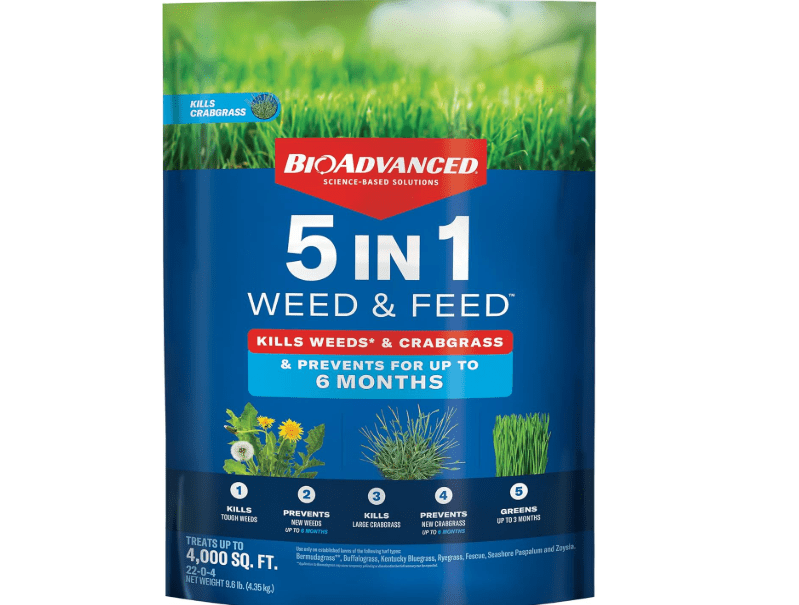 BioAdvanced 5 in 1 Weed and Feed Lawn Fertilizer, Granules, 9.6 lb
