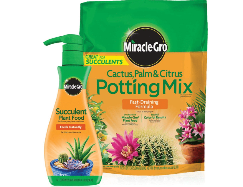  Miracle-Gro Cactus, Palm & Citrus Potting Mix and Succulent Plant Food - Bundle of Potting Soil (8 qt.) and Liquid Plant Food (8 oz.) for Growing and
