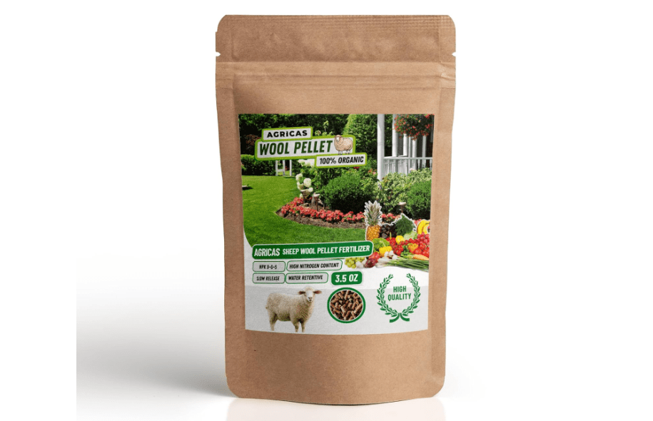 AGRICAS Wool Pellet Organic Fertilizer 3.5 oz, Made of Sheep Wool, Water Holding, Enhances Soil Health, Ideal for Fruits, Vegetables, Flowers, Indoor and..