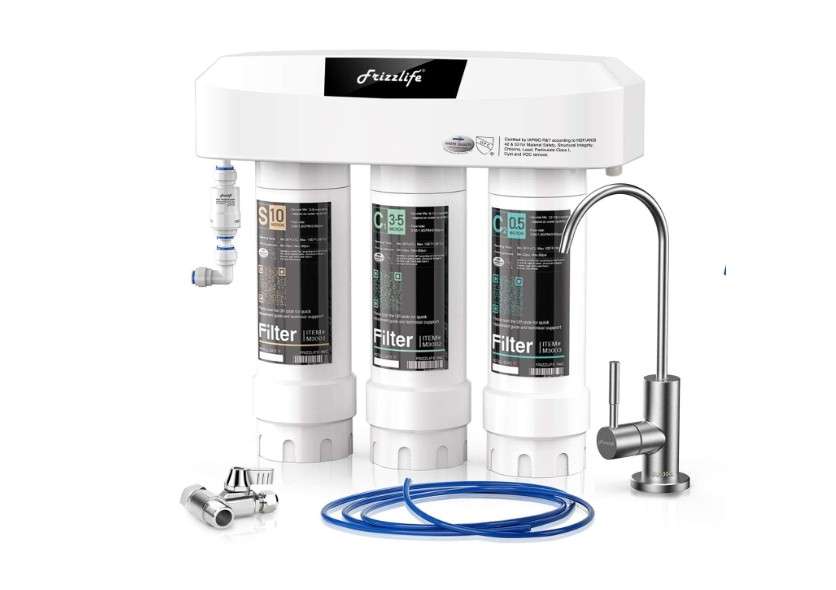 Frizzlife Under Sink Water Filter System with Brushed Nickel Faucet SP99-NEW, NSF/ANSI 42&53 Certified 3-Stage 0.5 Micron Removes Lead, Chlorine,...
