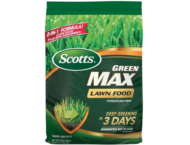 Scotts Green Max Lawn Food, Lawn Fertilizer Plus Iron Supplement for Greener Grass in 3 Days, 5,000 sq. ft., 16.67 lbs.