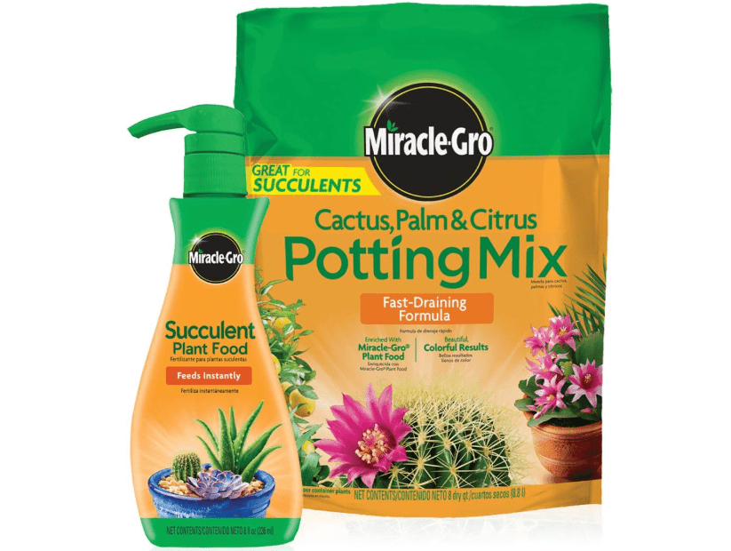 Miracle-Gro Cactus, Palm & Citrus Potting Mix and Succulent Plant Food - Bundle of Potting Soil (8 qt.) and Liquid Plant Food (8 oz.) for Growing and