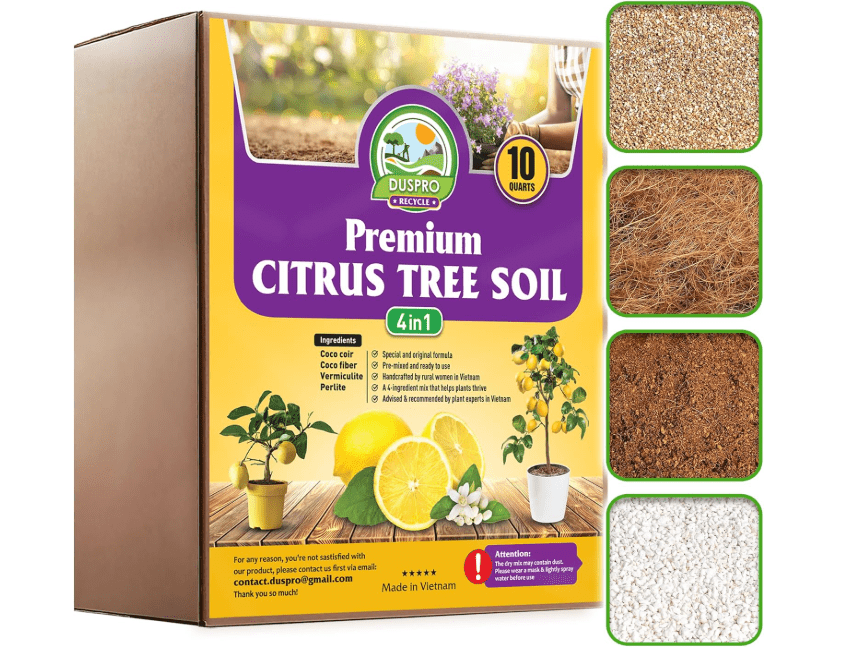  DUSPRO Recycle Citrus Tree Potting Soil Mix for Potted Lemon Tree, Specialized for Oranges, Fruit Tree Indoor Planting Pre-Mixed 4-in-1 Ready to Use