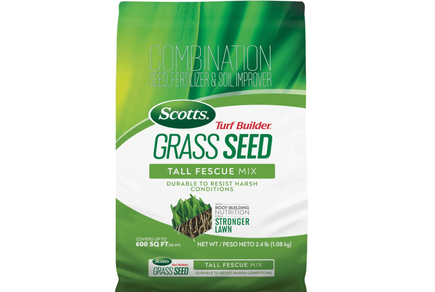 Scotts Turf Builder Grass Seed Tall Fescue Mix Durable to Resist Harsh Conditions with Root-Building Nutrition
