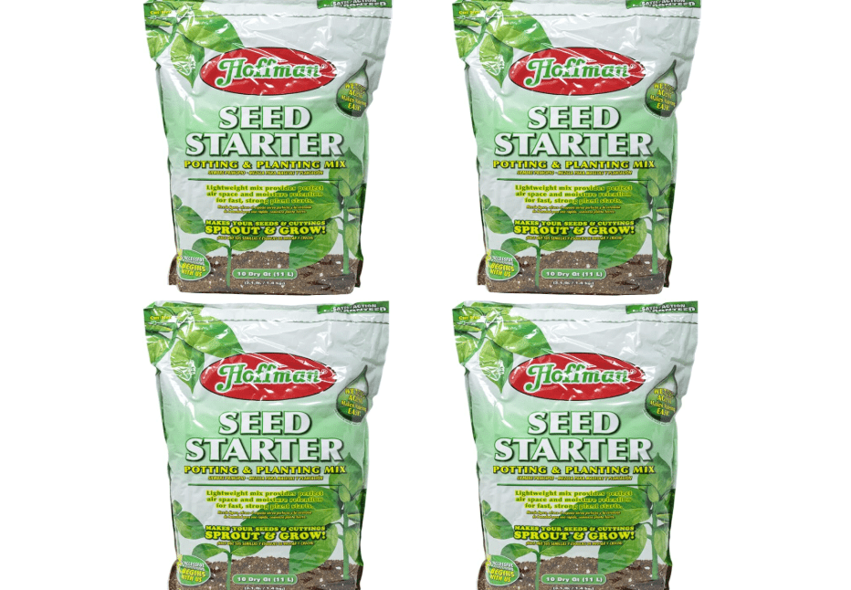 Hoffman Seed Starter Potting & Planting Mix with Wetting Agent for Moisture Retention, 10qt Bag, 4 Pack