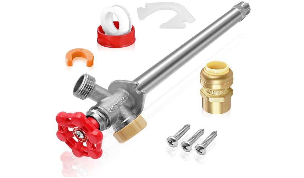 Boltigen 12inch Anti-Siphon Frost Free Sillcock, No Lead Brass Frost Proof Outdoor Faucet Bib with Backflow Preventer, 1/2" Push-to-Fit Connector X 3/4...