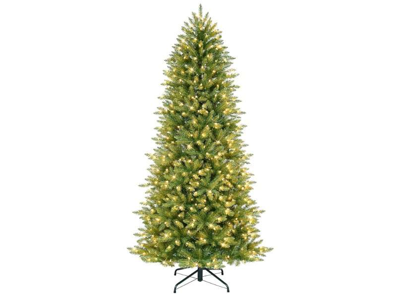 Puleo International 6.5 Foot Pre-Lit Slim Fraser Fir Artificial Christmas Tree with 350 UL Listed Clear Lights, Green
