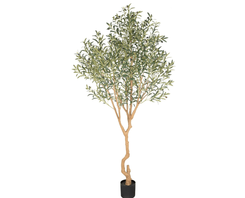 Nafresh Tall Faux Olive Tree,8ft(96in) Realistic Potted Silk Artificial Olive Tree, Fake Olive Trees Indoor with Green Leaves and Big Fruits for Home Office..