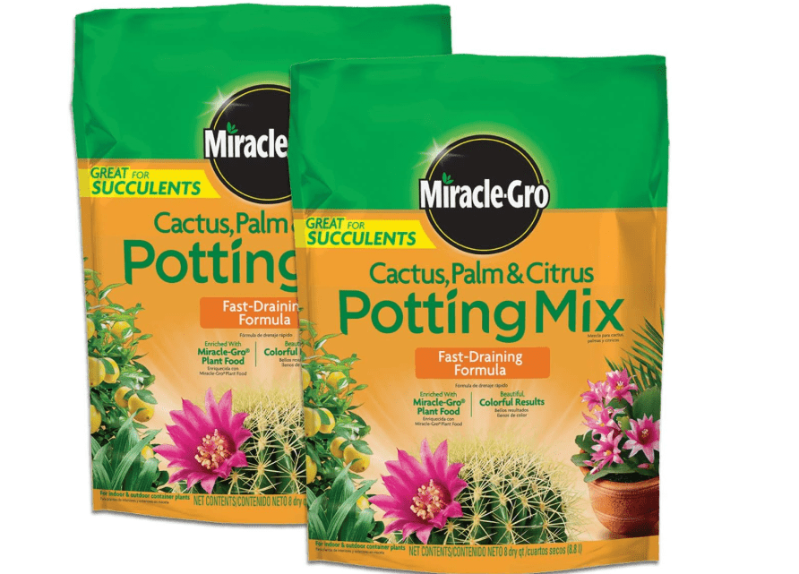  Miracle-Gro Cactus, Palm and Citrus Potting Mix, for Indoor or Outdoor Potted Plants, Great for Succulents, 8 qt., 2-Pack