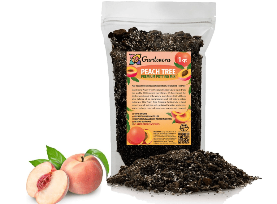  GARDENERA Premium Peach Potting Soil Mix - Perfect Balance of Nutrients, Drainage, and Aeration for Thriving Peach Trees - 1 QUARTS
