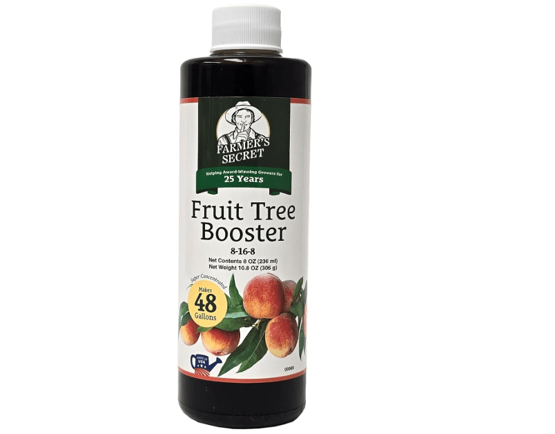 Farmer's Secret Fruit Tree Booster Fertilizer (8oz) - Super Concentrated and Phosphorus Rich - Formulated for All Fruit Trees Including Peach