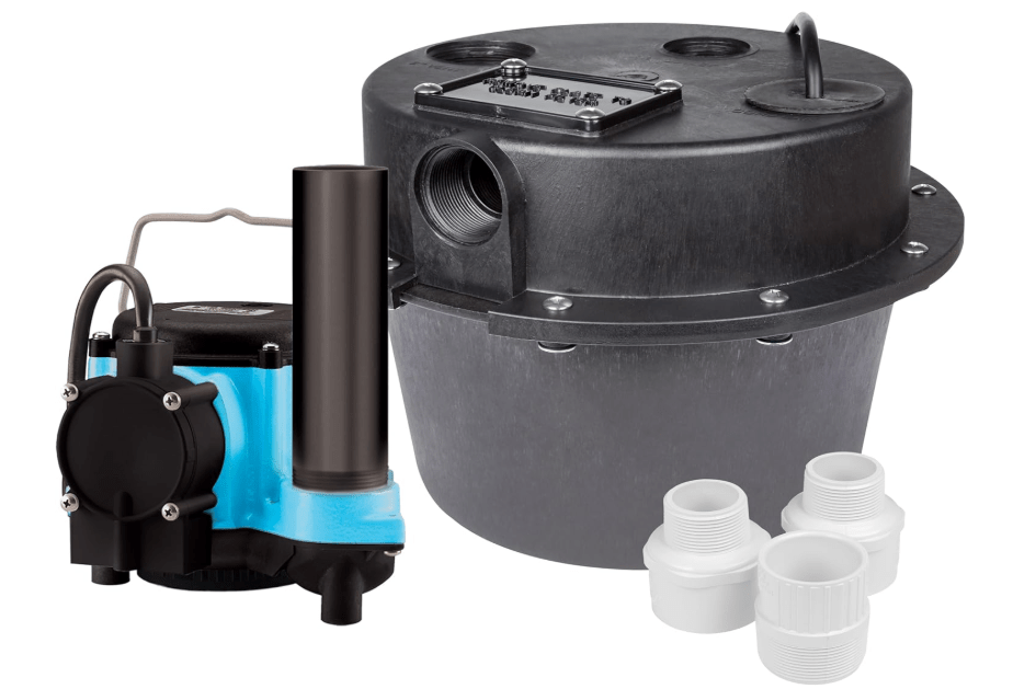 Little Giant WRSC-6 115-Volt, 1/3 HP, 2760 GPH Compact Under Sink Drainosaur Automatic Sump Pump/Basin System with 10-Ft. Cord, Black/Blue, 506065