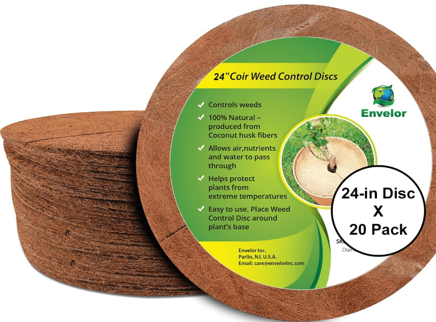 Envelor 20 pcs Coconut Fibers Mulch Ring 24 Inches Tree Protector Mat Coconut Mulch Cover Natural Coconut Fiber Weed Control Rings, Tree Ring Plant Cover.