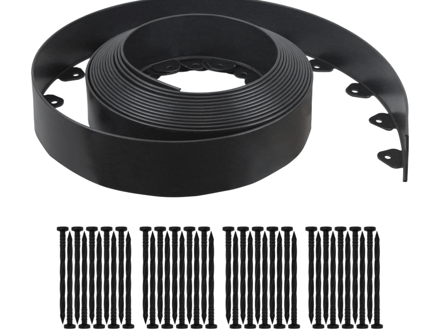 Gardzen Landscape Edging Kit, 40-Foot Long, 3-Inch Tall, No Dig Garden Edging Border for Flower Beds, Tree Rings, Pathways, Includes 40 Spik