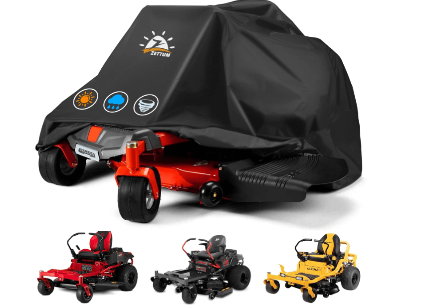 Zettum Zero Turn Mower Cover - Zero-Turn Lawn Mower Covers Waterproof & Heavy Duty, 600D Outdoor Universal Fit Mower Cover with Storage Bag for
