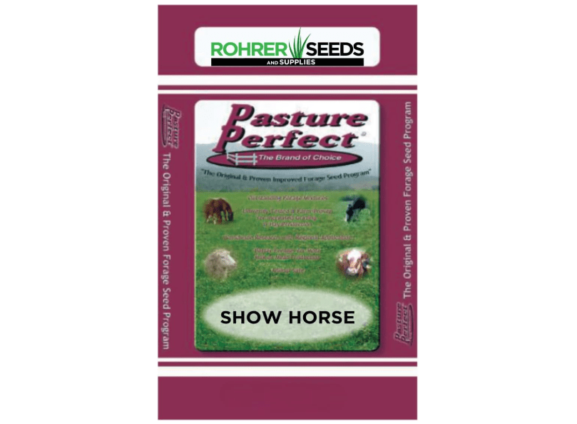 
Show Horse Pasture Mixture - A Blend of Orchard Grass Seed, Timothy Grass Seed, Perennial Rye Grass, Kentucky Bluegrass Seed, and Duo Festulolium