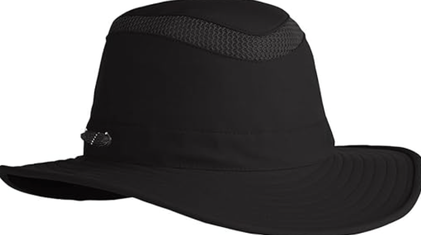 Tilley LTM6 Airflo Broad Brim Hat – Lightweight, Breathable, UPF 50+ Sun Protection for Outdoor Adventures, Black, 6 7/8