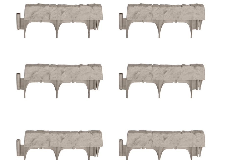 Suncast Interlocking Border Edging - Stone -Like Poly Construction for Garden, Lawn, and Landscape Edging - Water Resistant Border for Containing Trees,