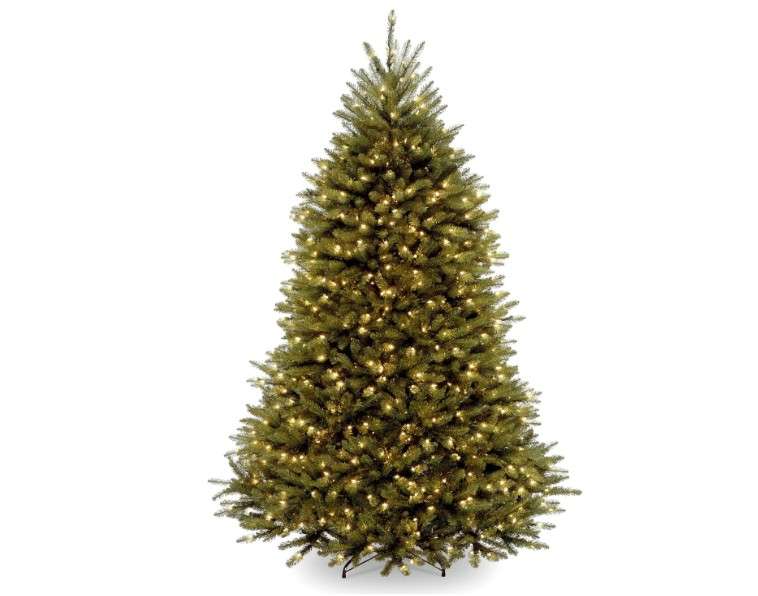 National Tree Company 6 ft Pre-Lit Dunhill Fir Artificial Christmas Tree, 600 Clear Lights, 1,430 Tips, Includes Stand, Green
