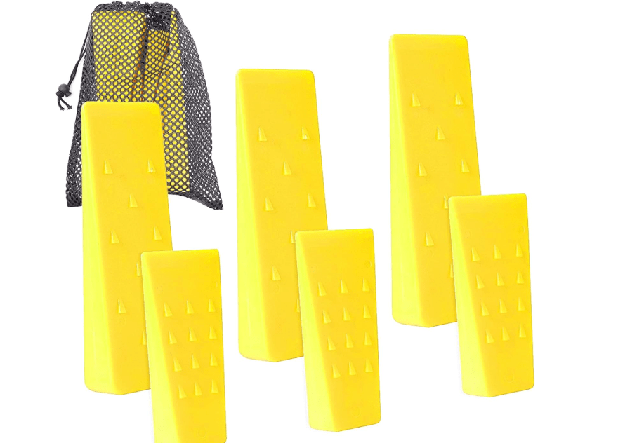 6 Pack Tree Felling Wedges with Spikes for Safe Tree Cutting – 3 Each of 8” and 5.5” Wedges with Storage Bag; 6 Felling Dogs to Guide Trees Stabilize and