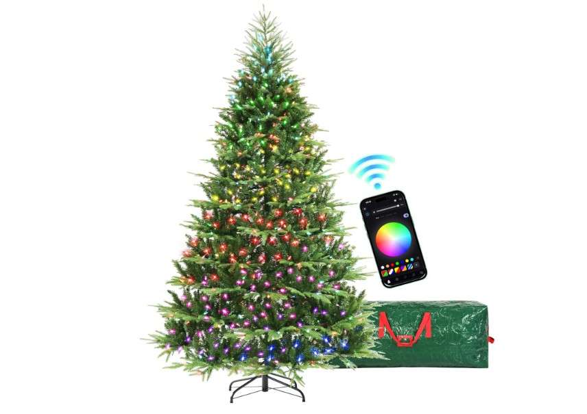 HOLLO STAR 6 ft Prelit Christmas Tree with 450 LED Lights, App Control, Aspen Artificial Christmas Tree, Multi-Color RGBW Lights, 1632 PE & PVC Branch...
