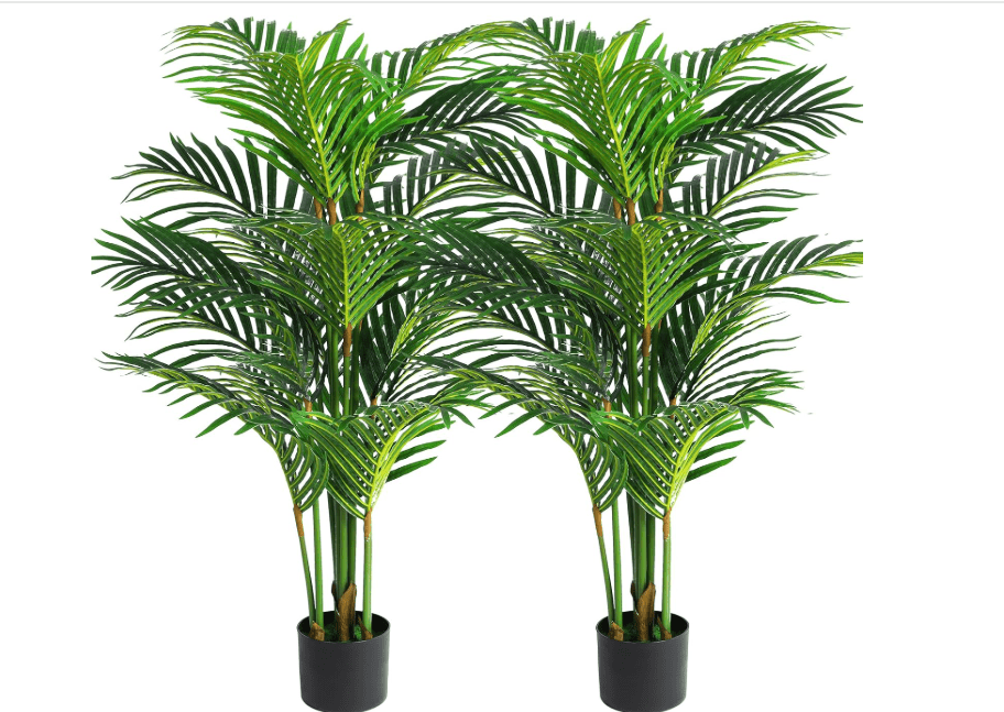 VIAGDO Artificial Areca Palm Tree 4ft Tall Fake Palm Tree Decor with 12 Trunks Faux Tropical Palm Silk Plant Potted Dypsis Lutescens Plants for Modern Home