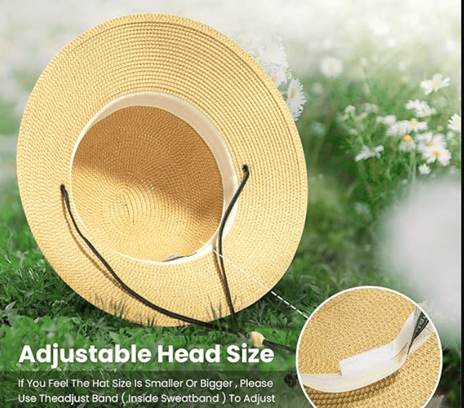 Simplicity Women's UPF 50+ Wide Brim Braided Straw Sun Hat with Lanyard