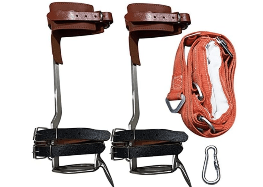 
Woovaash Tree Climbing Spikes,304 Stainless Steel Tree Climbing Gear W/Belt　Clmbing Tools Adjustable Climbing Tree Non-Slip Pedal for Hunting Observation