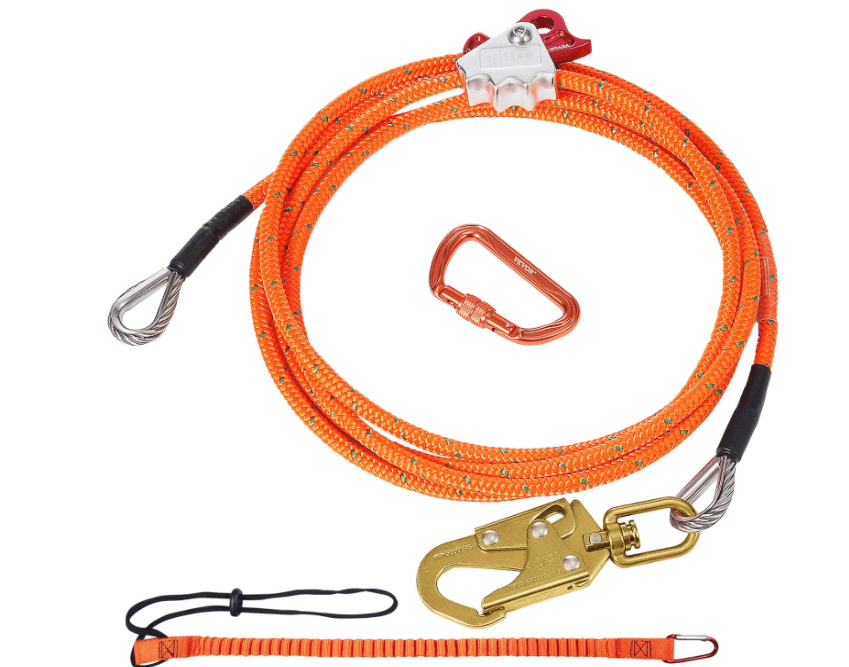
VEVOR 16mm Steel Core Flipline, 12ft(3.6m) Arborist Flipline, Flip Line for Tree Climbing with Alloy Steel Snap Hook & Aluminum Alloy Carabiner, 30KN.