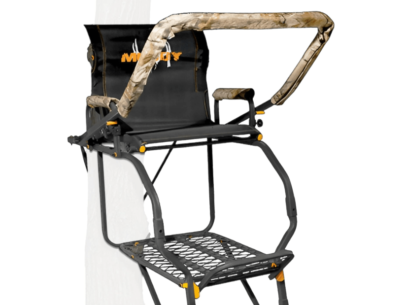 Muddy MLS1550 Skybox Deluxe 20' Tall Single Steel Ladder Tree Stand with Adjustable Padded Shooting
