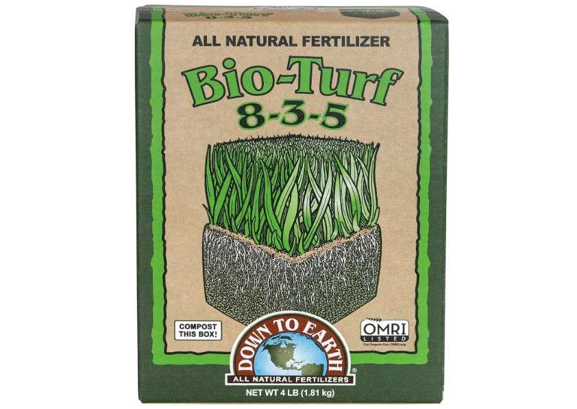 Down To Earth All Natural Fertilizers Organic Bio-Turf Lawn Food for Grass, Landscape and Ornamentals - Works with Lawn Spreaders 8-3-5, 4 lb
