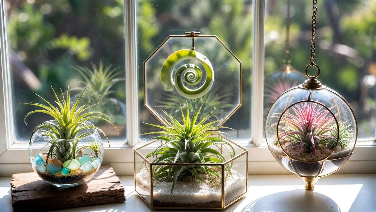 Three beautiful open air plant terrarium styles – beach, modern desert, and hanging geometric 2025
