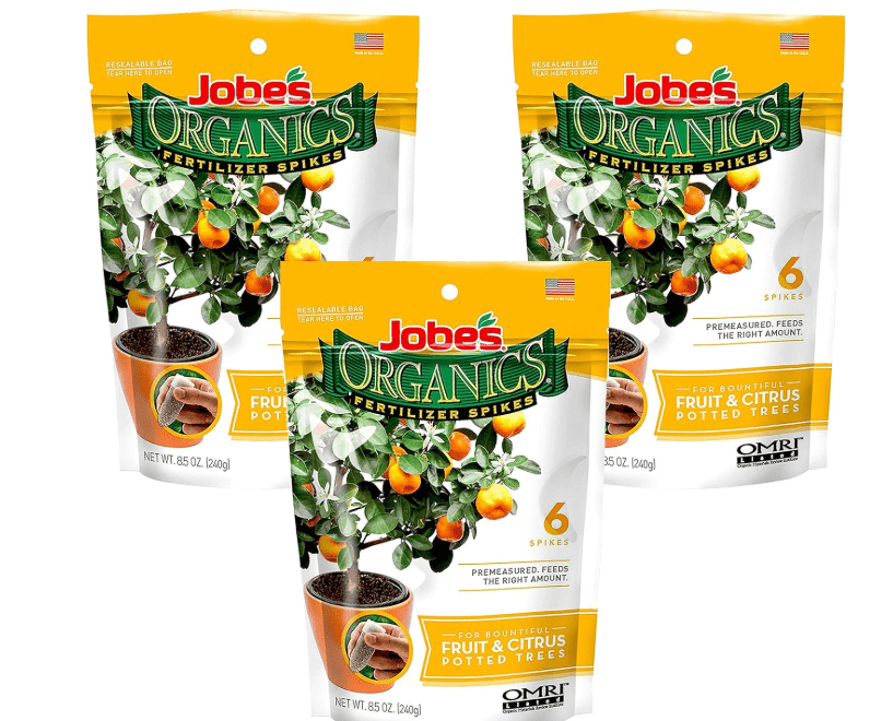 
Jobe’s Organics Fruit & Citrus Tree Fertilizer Spikes, 3-5-5 Time Release Fertilizer for all Container or Indoor Fruit Trees, 6 Spikes per Package (3)