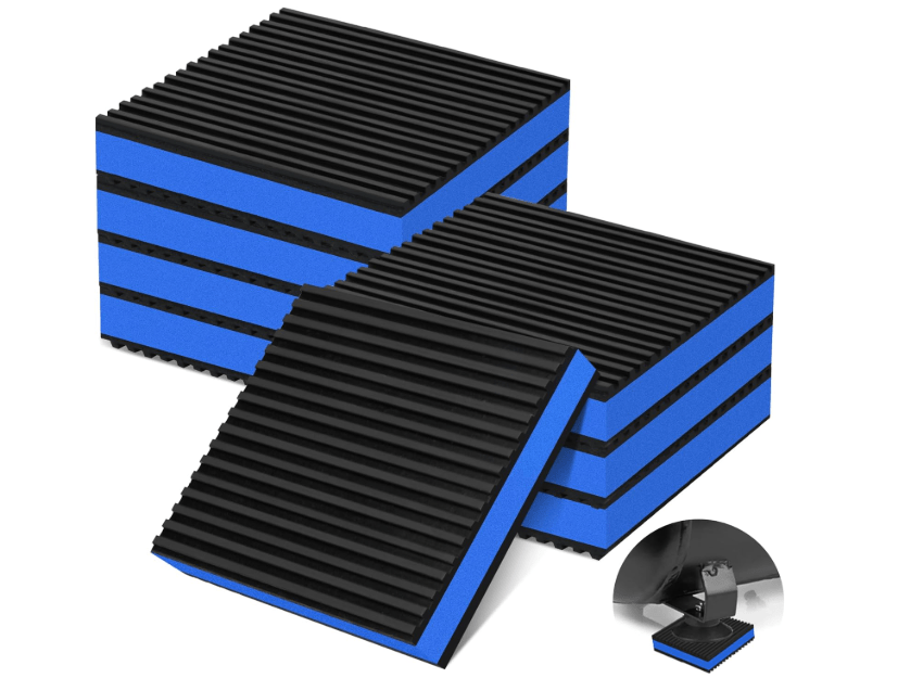 phepetroll 8 Pack Anti Vibration Pads 4" X 4" X 7/8" Sound Isolation Ribbed Rubber Mats with EVA Center, Heavy Duty Vibration Isolation Pads for