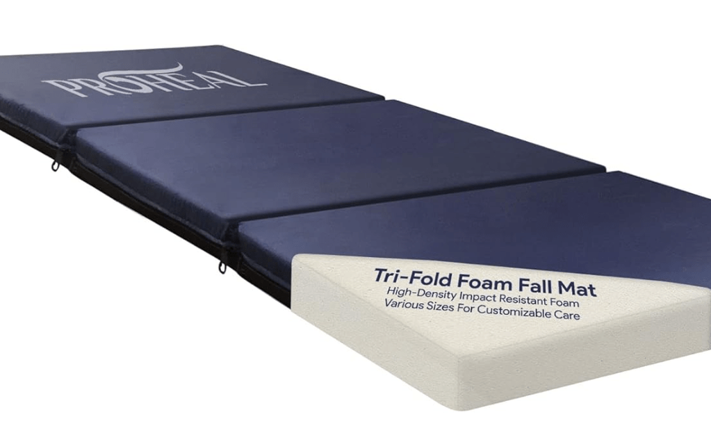Foam Fall Mat for Elderly - Thick Tri-Fold Fall Prevention for Seniors - High-Density Impact-Resistant Safety Floor Mat - Aids The Bed of Elderly and