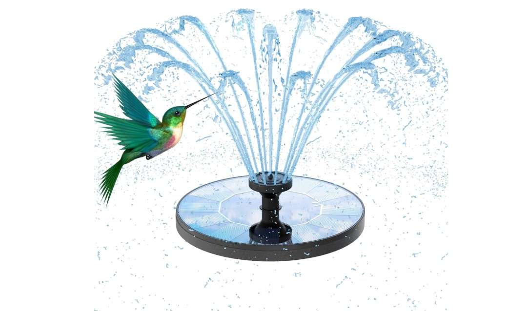 AMZtime Solar Water Fountain, Upgraded Solar Bird Bath Fountains with 6 Nozzles, Free Standing Floating Solar Powered Water Fountain Pump for Bird Bath,...