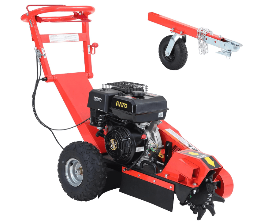 15hp 420cc Gas Power Stump Grinder with Tow Bar and Alloy Teeth, 23'' Cutting Height and 10'' Depth Tree Stump Grinder Machine, High Power.