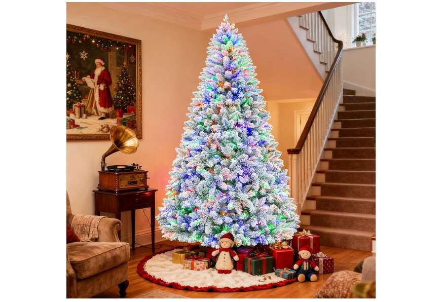 Hykolity 6 ft Prelit Snow Flocked Christmas Tree, 1032 Hinged Branch Tips Christmas Tree, 250 Color-Changing LED Lights, 10 Colors, Full Snowy Appearance,...
