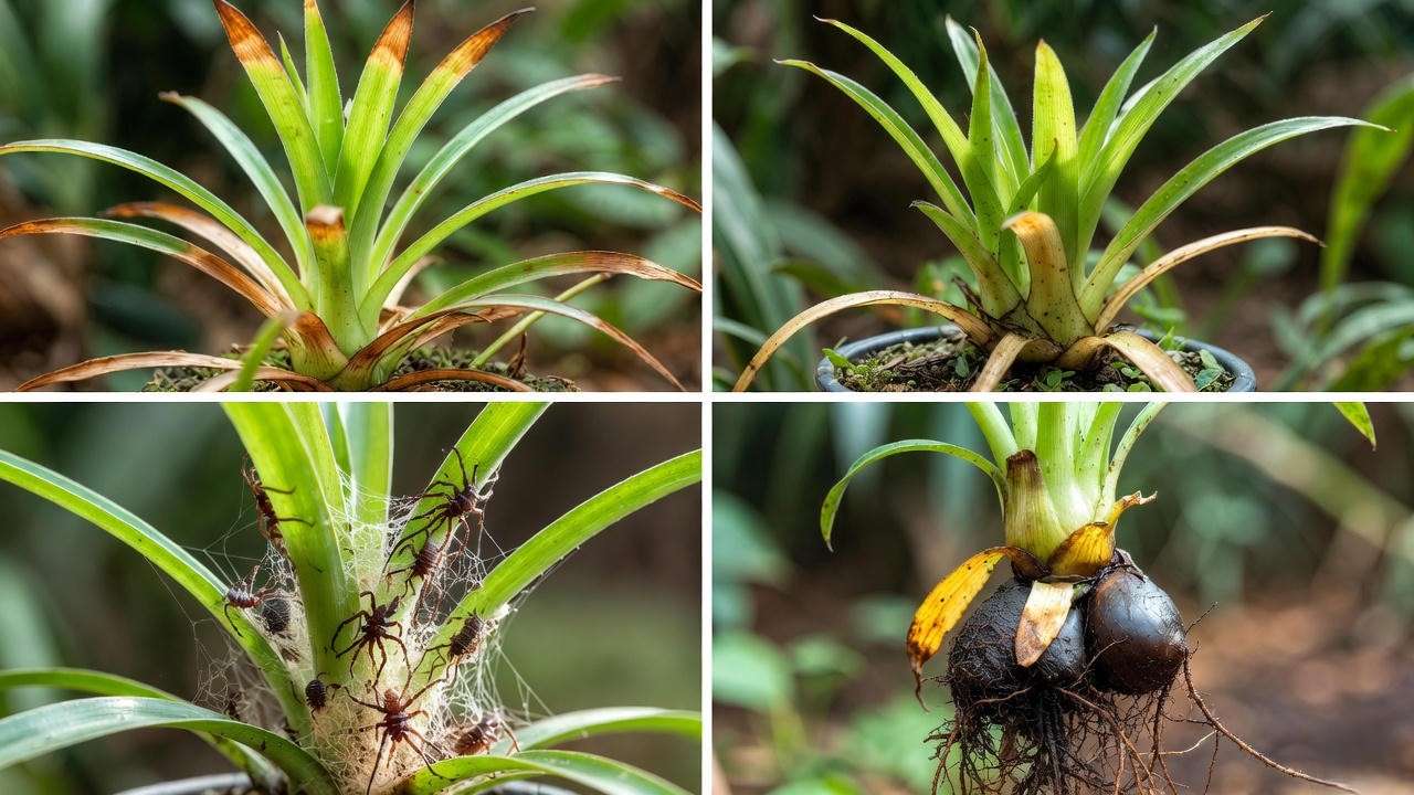 Common Hawaiian spider plant problems – brown tips, fading variegation, pests and root rot`1