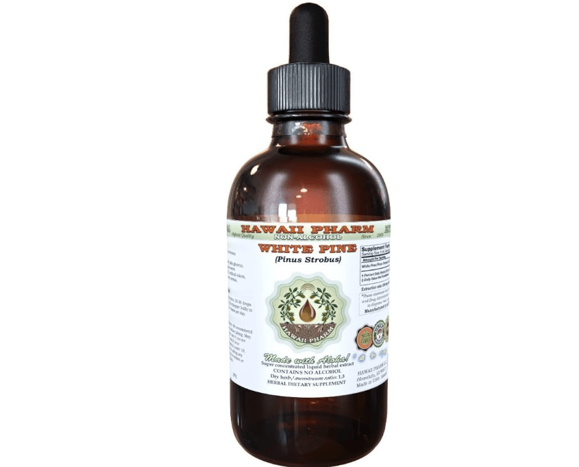 White Pine Alcohol-Free Liquid Extract, White Pine (Pinus Strobus) Dried Bark Glycerite Natural Herbal Supplement, Hawaii Pharm