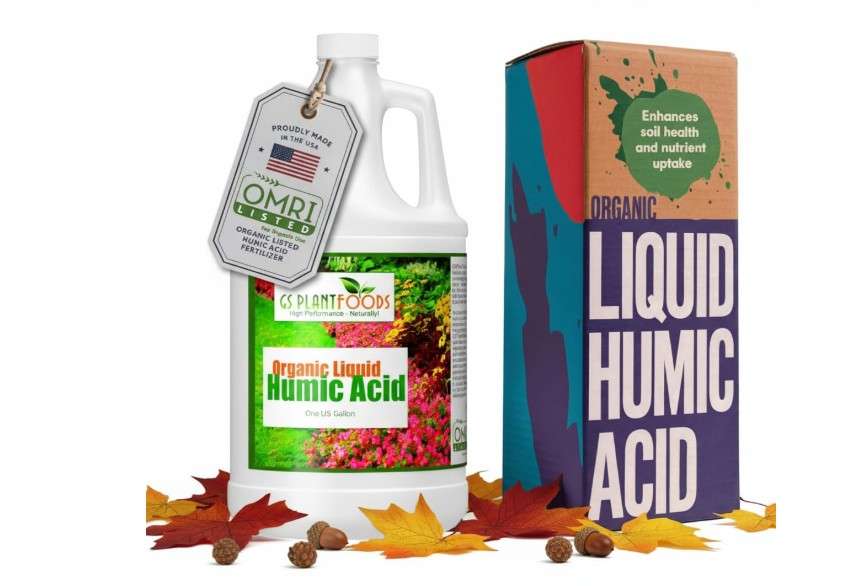 GS Plant Foods Organic Liquid Humic Acid with Fulvic - Concentrate Fertilizer for Enhanced Nutrient Uptake and Soil Conditioning - 1 Gallon